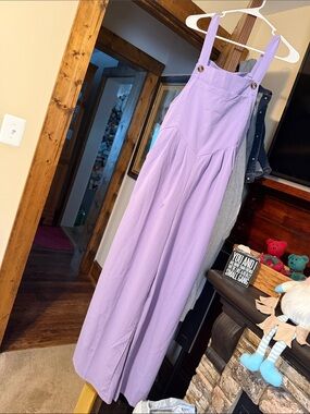 Lilac Wide-Leg Overall Jumpsuit